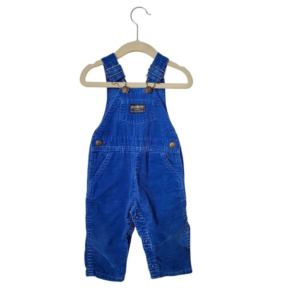 VTG OSHKOSH B'GOSH‎ Made in USA Blue Corduroy Overalls Baby 12 Months